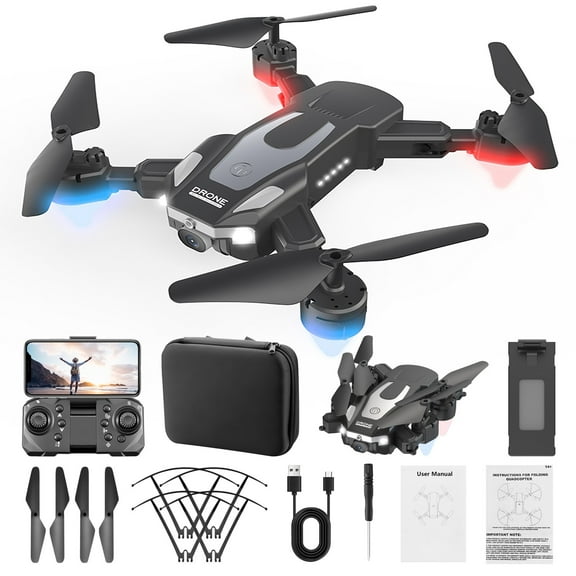 Black Foldable Drone With 1080P Camera, Gesture Control And 3-Way Obstacle Avoidance, Long Flight Time, Wifi Fpv Quadcopter For Beginners And Kids, 34.7X34.4X0.44In 0.71Lb
