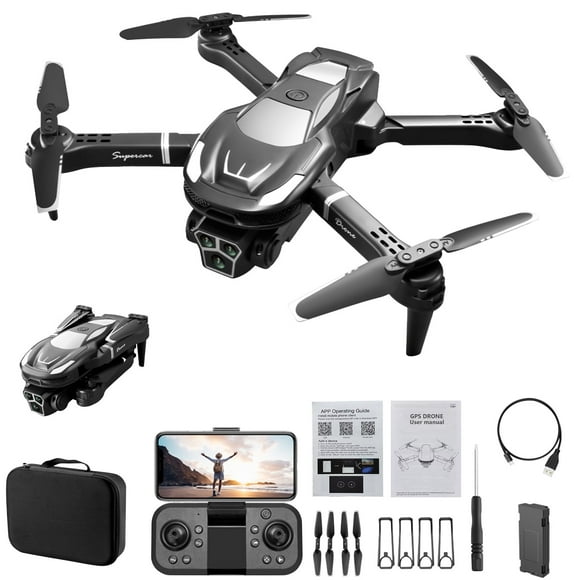 Black Foldable Fpv Drone With 1080P Hd Camera 4 Direction Obstacle Avoidance Esc Altitude Hold Headless Mode 2.4G Remote Control Quadcopter 12 Mins Flight Time