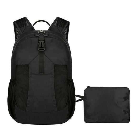 Black Foldable Waterproof Backpack Lightweight Packable Travel Daypack Hiking Camping Outdoor Bag With Large Capacity 12.6X17X6.3 Inches