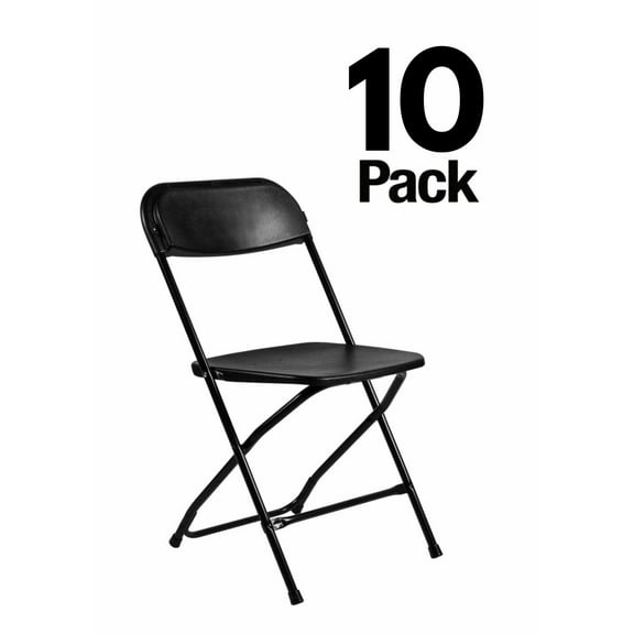 Black Folding Chair - Steel-Poly - Sold in Quantities of 10 by Chivari