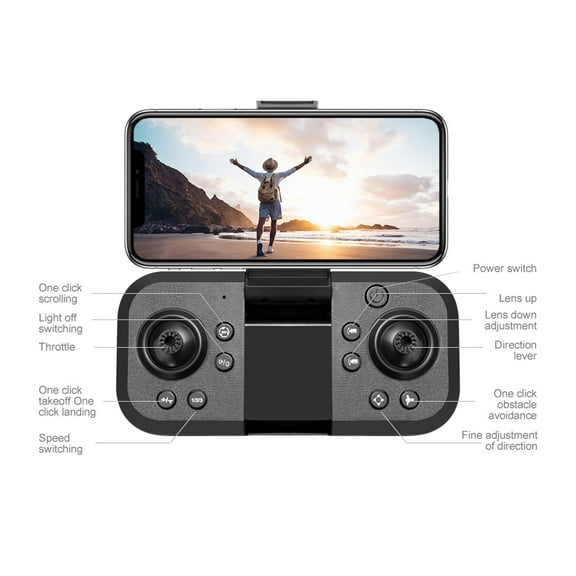 Black Folding Drone With 4K Triple Camera, Obstacle Avoidance System, Wifi Fpv Live Video, Remote Control Airplane Toy For Aerial Photography Beginners, 26X23X5.5In 0.94Lb