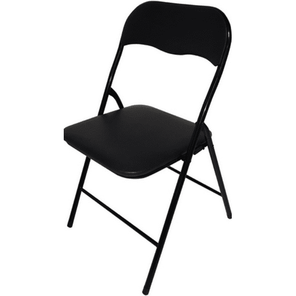 "Black Folding Padded Chair with Seat and Back Support"