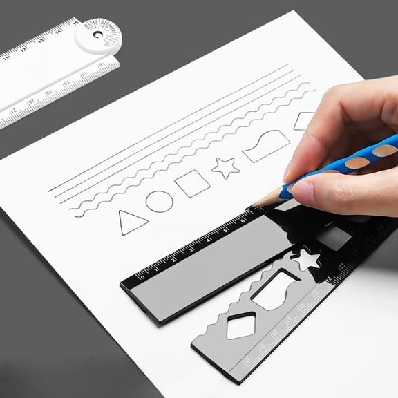 Black Folding Ruler 5.91/11.81 Inch Wave Edge Angle Positioning Scale