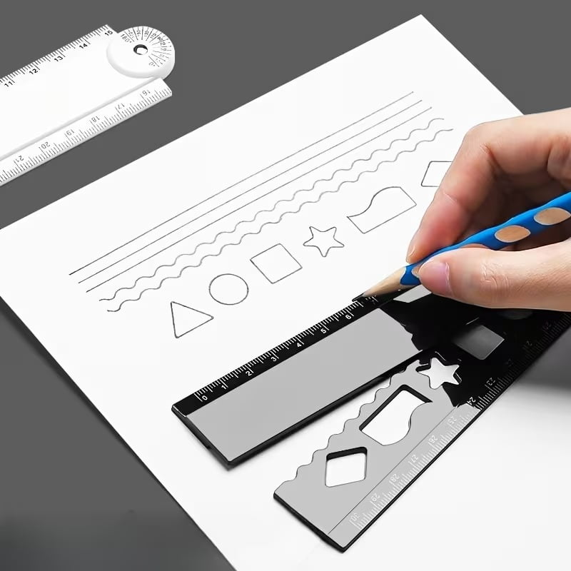 Black Folding Ruler 5.91/11.81inch | Wave Edge Decorative Line Angle ...