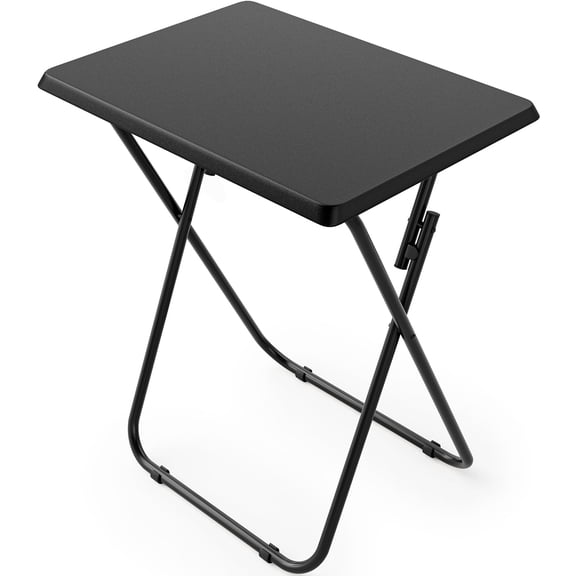 Black Folding TV Tray Table - Stable X-Frame Design, No Assembly