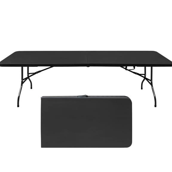 Black Folding Table | Versatile for Cookouts and Birthday Parties | Powder - coated Steel Frame for Stability