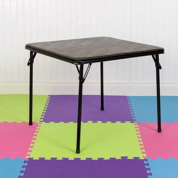 Black Folding Table With Padded Top And Metal Frame For Indoor Use