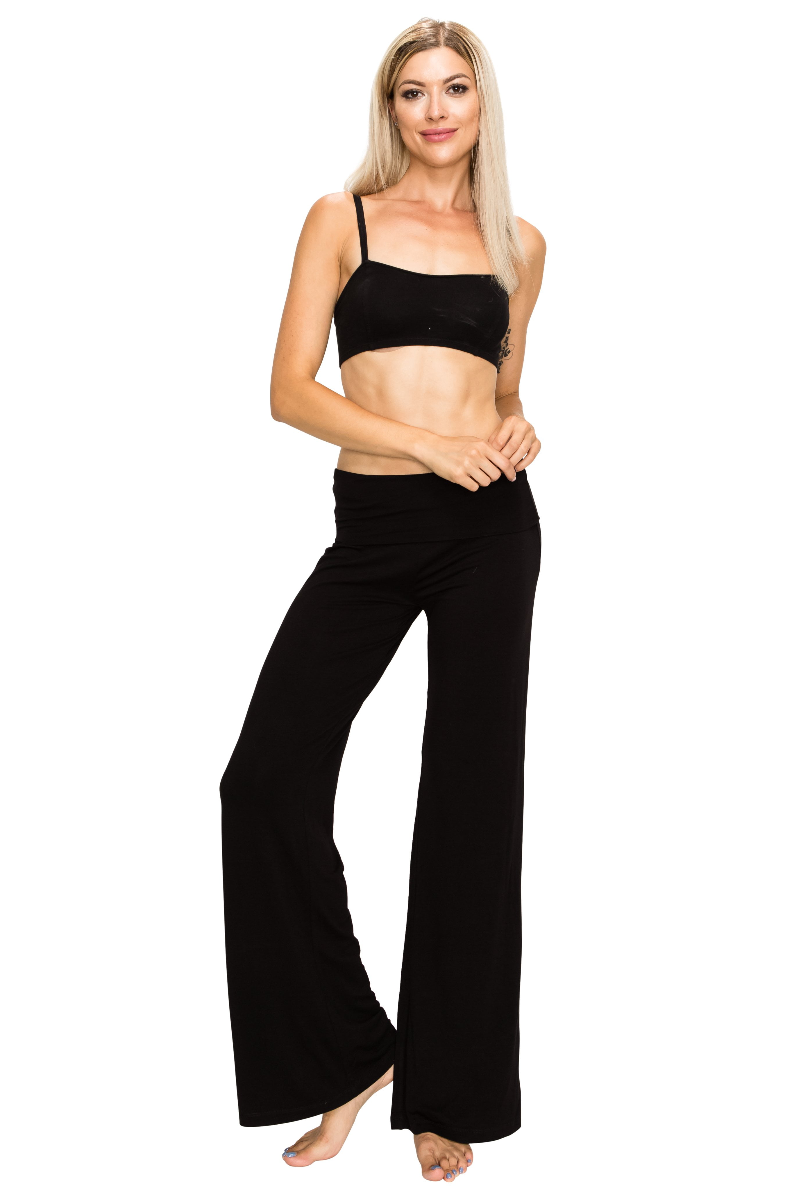 Black Foldover Yoga Pants