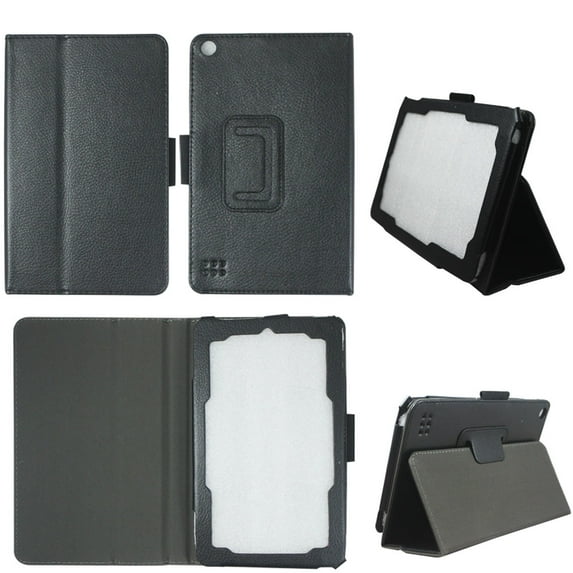 Black Folio Case for Kindle Fire 7 2015 Slim Fit PU Leather Lightweight Standing Cover for Amazon Fire 7 inch Tablet (5th Generation - 2015 release)