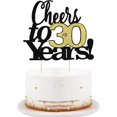 Black Font Golden Numbers Cheers to 50 Years Happy Birthday Cake Topper