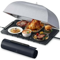 Warming Mat For Food with Cover, Fast Heating Electric Warming Tray with 7 Level Temperature, Rolled Up Portable Mats for Buffet, Party, Family Gatherings, Holiday, Black