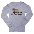 thumbnail image 1 of Black Footed Ferret - Endangered - Wild & Free Men's Long Sleeve Grey T-Shirt, 1 of 2