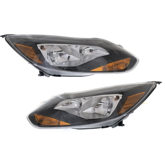 Black For Ford 2012-2014 Focus Headlights Headlamps Pair Left+Right