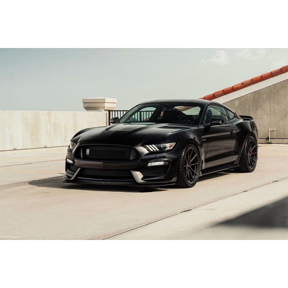 Black Ford Mustang Classic Car Sports Car Wall Art Home Decor - 24x36 Inch Laminated Poster - Stunning Detail and Bold Colors