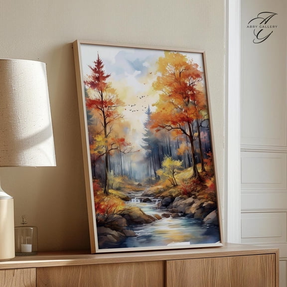 Black Forest Art Poster: Autumn River Landscape, Unframed Poster Size 16x24
