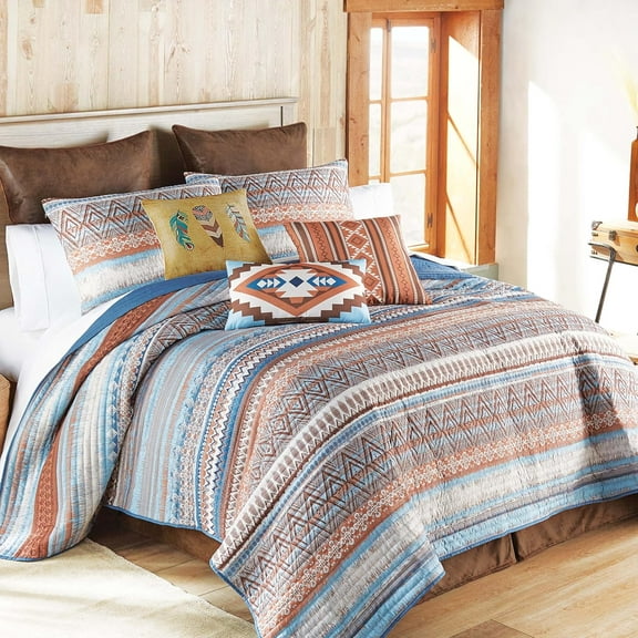 Black Forest Décor Earth and Sky Southwestern Queen Quilt Set - Lightweight, Machine Washable, Western Quilt with Tribal Patterns, Includes Quilt & Shams, 92" W x 96" L