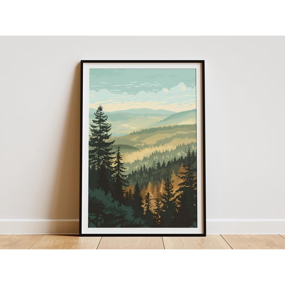 Black Forest Germany Poster Vintage Travel Poster Minimalist Art Landscape Wall Art Print Nature Forest Art