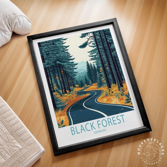 Black Forest Germany Schwarzwald Nature Woodland Landscape Art, Unframed Paper Poster 8x10in