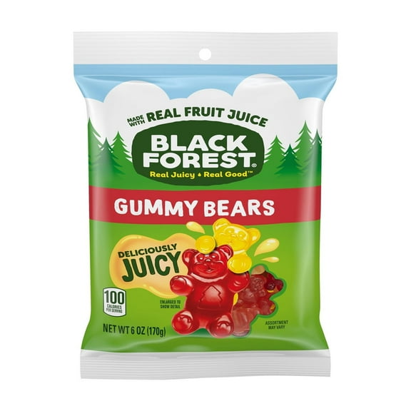 Black Forest Gummy Bears Candy, Real Fruit Juice (Pack of 16)