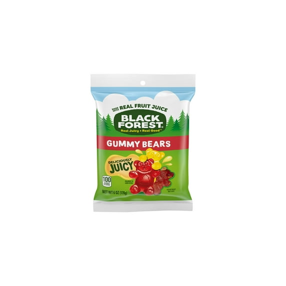 Black Forest Gummy Bears Candy, Real Fruit Juice (Pack of 6)