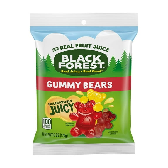 Black Forest Gummy Bears Candy, Real Fruit Juice (Pack of 8)