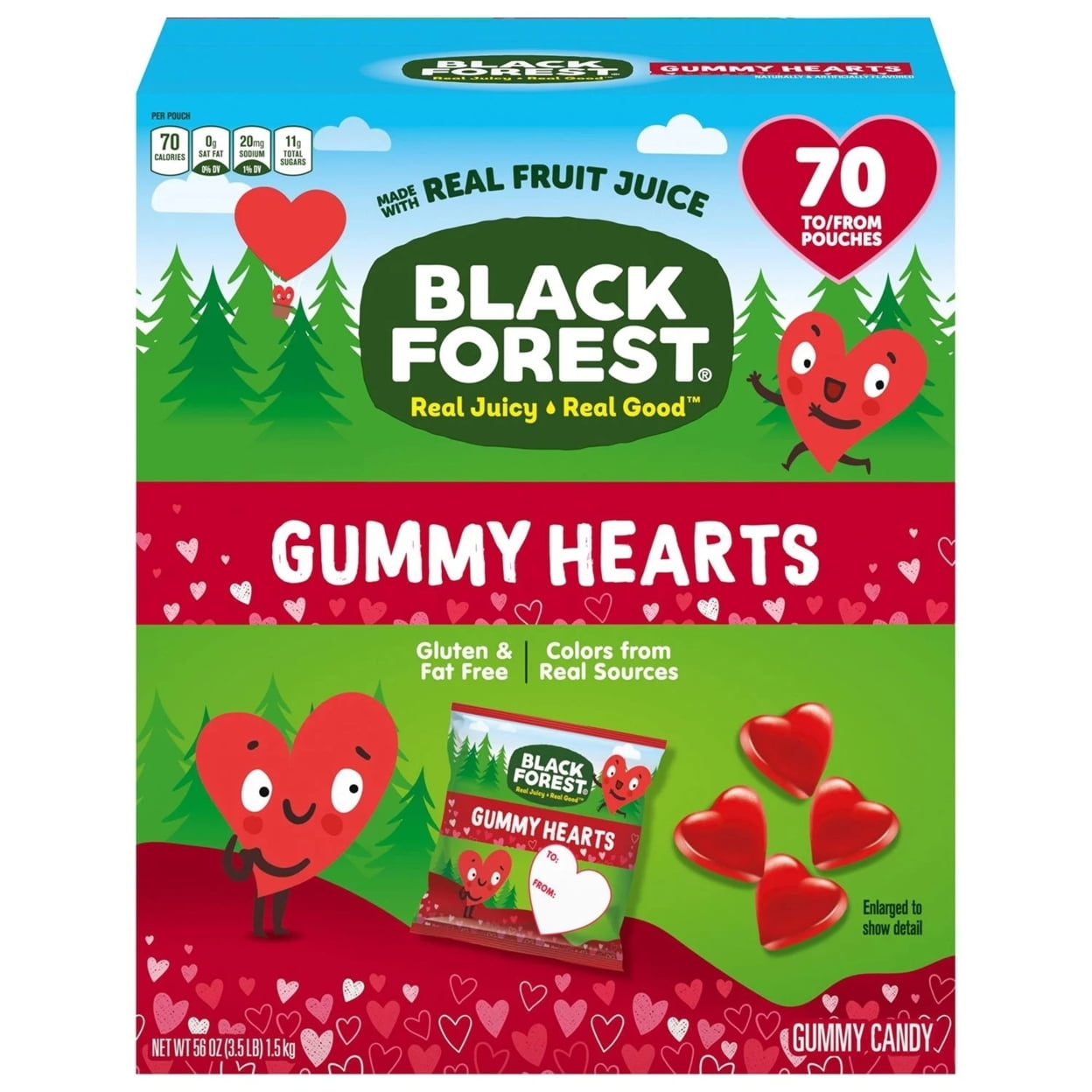 Black Forest Fruit-Lovers Gummy Hearts Candy Shaped, 70 Count, 56 Ounce ...