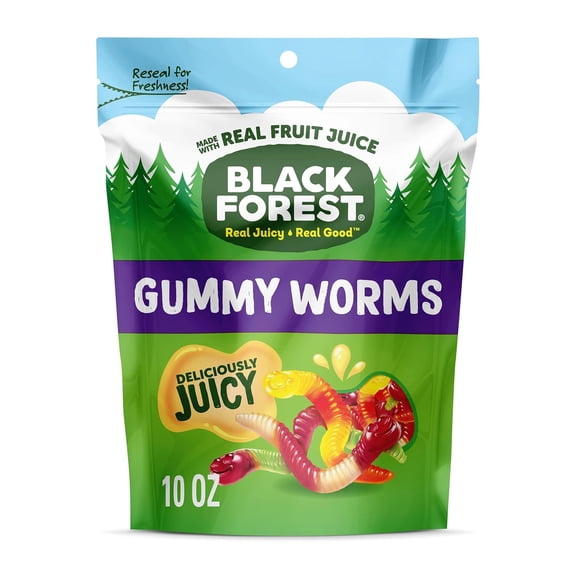 Black Forest Gummy, Worms, Fruit Flavor, Deliciously Juicy, Made with Real Fruit Juice, 10 oz