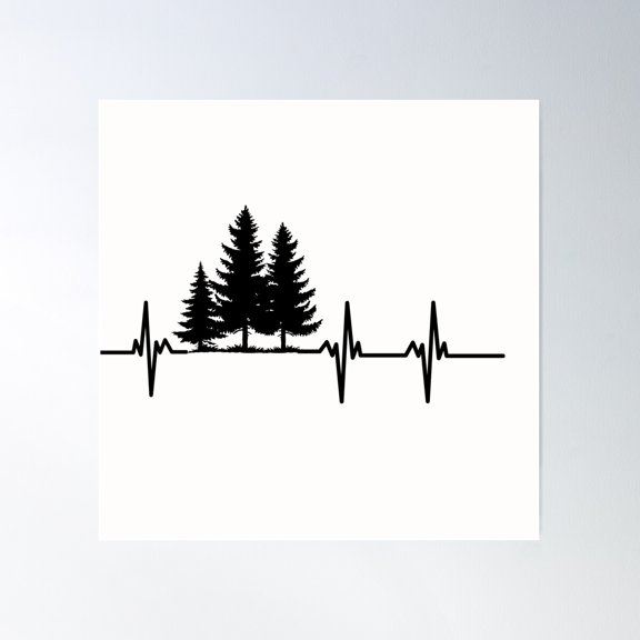 Black Forest Heartbeat Poster Wall Art, Modern Wall Decor For Living Room Bedroom, 24x24 UNFRAMED