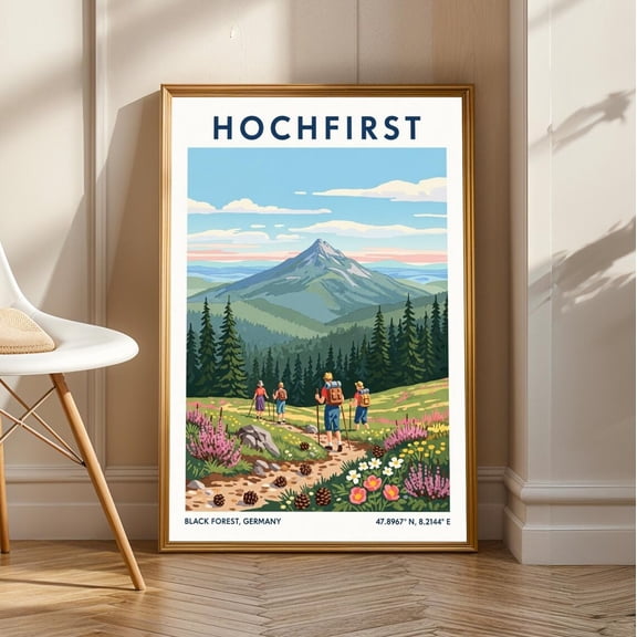 Black Forest Hochfirst Landscape Poster - Blue, Green And Yellow Travel Art - Vintage Germany Nature Print - Living Room Or Office Decor, Unframed Poster Size 12x18
