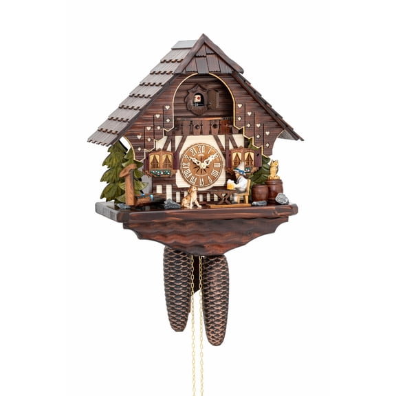 Black Forest House Cuckoo Clock with Movable Beer Drinker from ISDD
