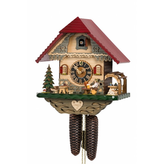 Black Forest House Cuckoo Clock with Moving Beer Drinker
