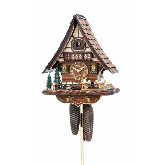 Black Forest House Cuckoo Clock with Movable Double Beer Drinker