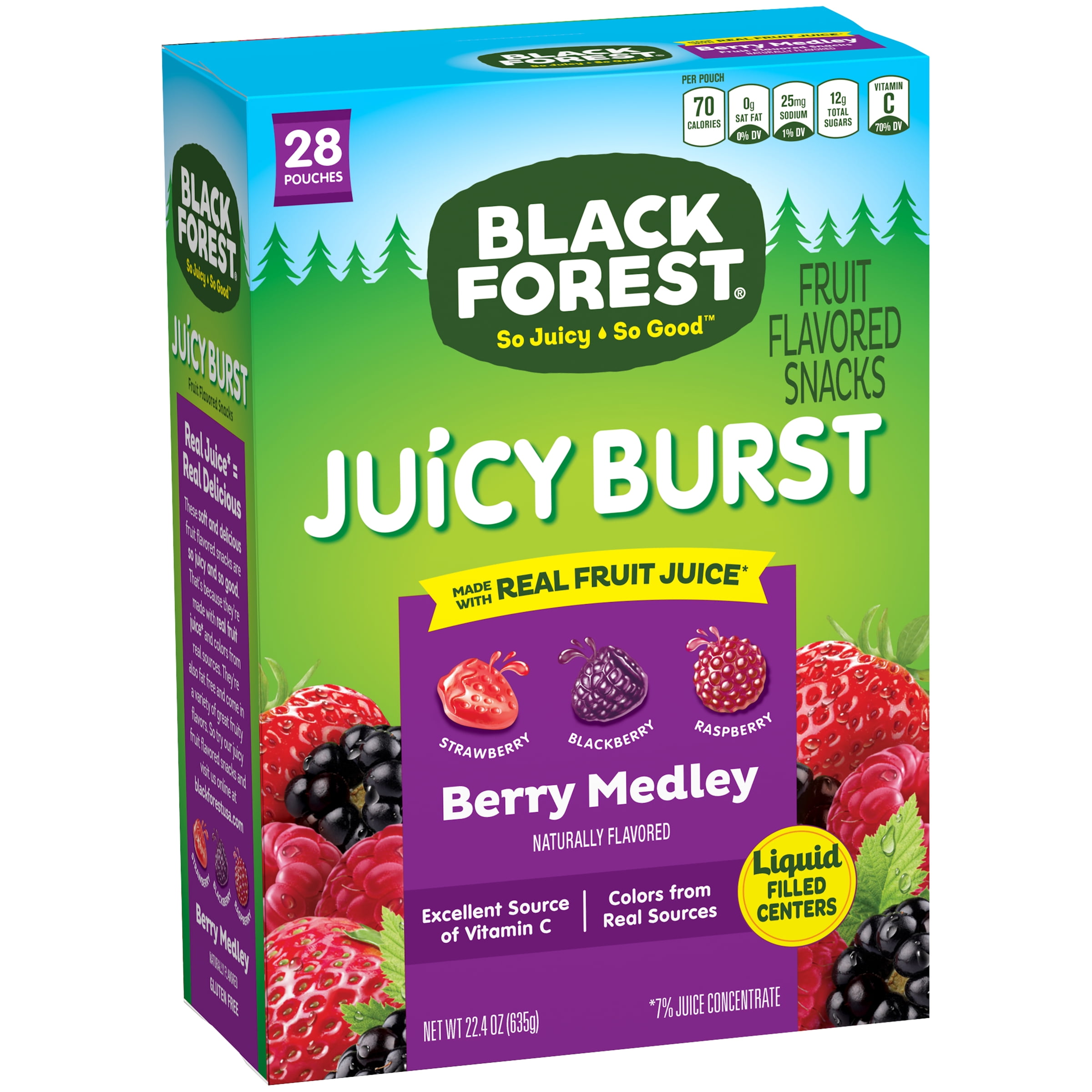 Black Forest Juicy Burst Berry Medley Fruit Snacks, 22.4 Oz, 28 Count