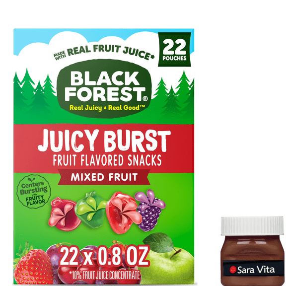 Black Forest Juicy Burst Fruit Flavored Snacks, Mixed Fruit Flavors, 0.8 oz, 22 Count