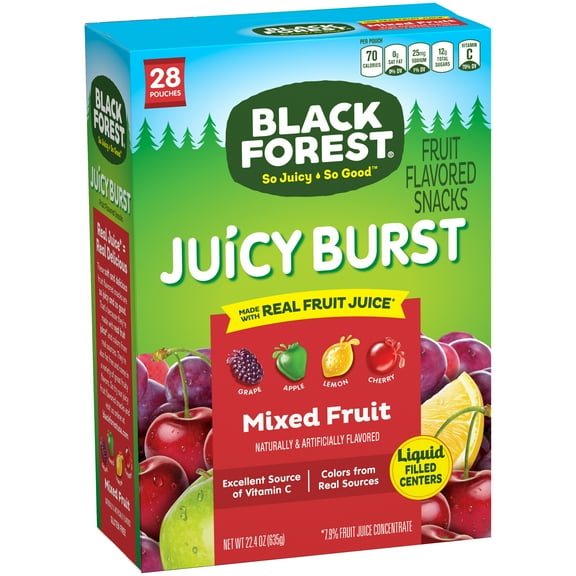 Black Forest Juicy Burst Mixed Fruit Medley Fruit Snacks, 0.8 oz, 28 Count