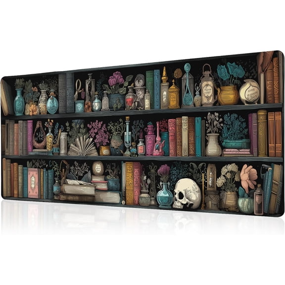 Black Forest Library Mouse Pad Desk Mat XL Extended Large Gaming Desk Pad Mousepad, Mysterious Book Computer Laptop Keyboard and Mouse Mat, Desktop Protector Mat for Office and Home 31.5x11.8 in