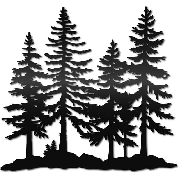 Black Forest Metal Wall Art Iron Wall Decoration Sculpture Pine Tree Hanging Rustic Ornament Signs for Living Room Home Office Garden Balcony Outdoors Indoors Decoration 11.8 x 11 Inch for DIY