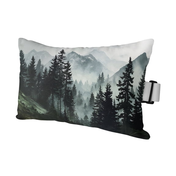 Black Forest Outdoor Pillows for Chaise Lounge Chair Waterproof Lumbar Pillows with Insert&Adjustable Elastic Strap Beach Headrest Pillow Nature Foggy Mountain Pine Tree Pillow for Patio Pool 11"x16"