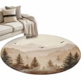 thumbnail image 1 of Black Forest Round Area Rug 4ft, Silhouettes Foggy Grey Pine Tree Cabin Birds Washable Non-Slip Circle Rugs for Bedroom Living Room Kitchen, Soft Non Shedding Circle Carpet for Dining Room Dorm, 1 of 9