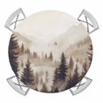 thumbnail image 1 of Black Forest Round Tablecloth for 45-54 Inch Tables,Fitted Table Cover with Elastic Edge,Silhouettes Foggy Grey Pine Tree Cabin Waterproof Outdoor Table Cloth Protector for Patio Garden Dinner Picnic, 1 of 9