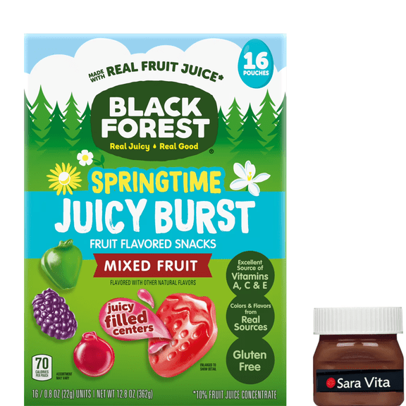 Black Forest Springtime Juicy Burst Fruit Flavored Snacks, Mixed Fruit Flavors, A Juicy Burst of Natural Flavors, 12.8 oz, 16 Count
