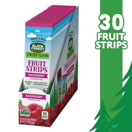 Black Forest Stretch Island Fruit Leather Snacks, Ripened Raspberry, 0.5 oz, 30 Count