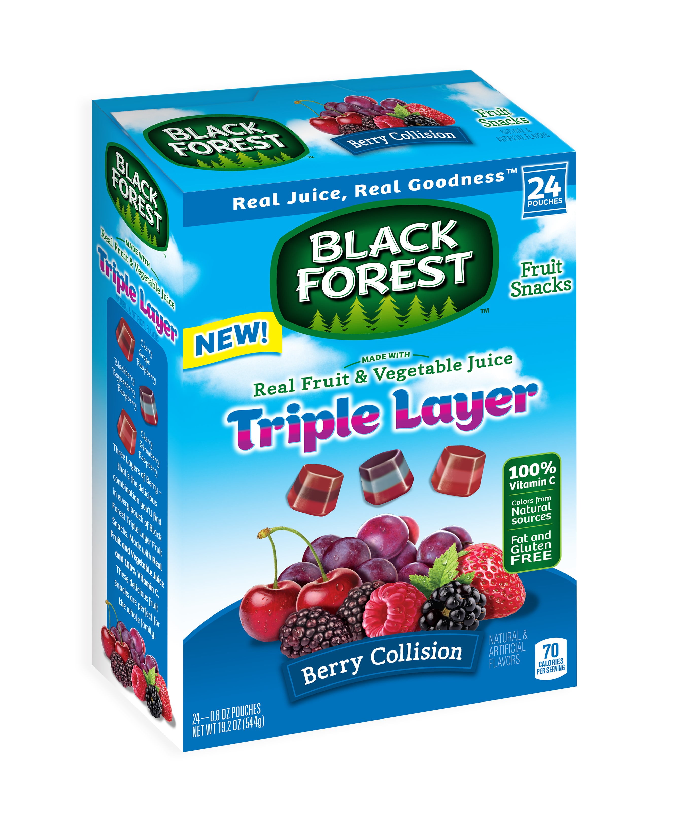 Black Forest Triple Layer Berry Collision Fruit Snack Pouches, 19.2 Oz