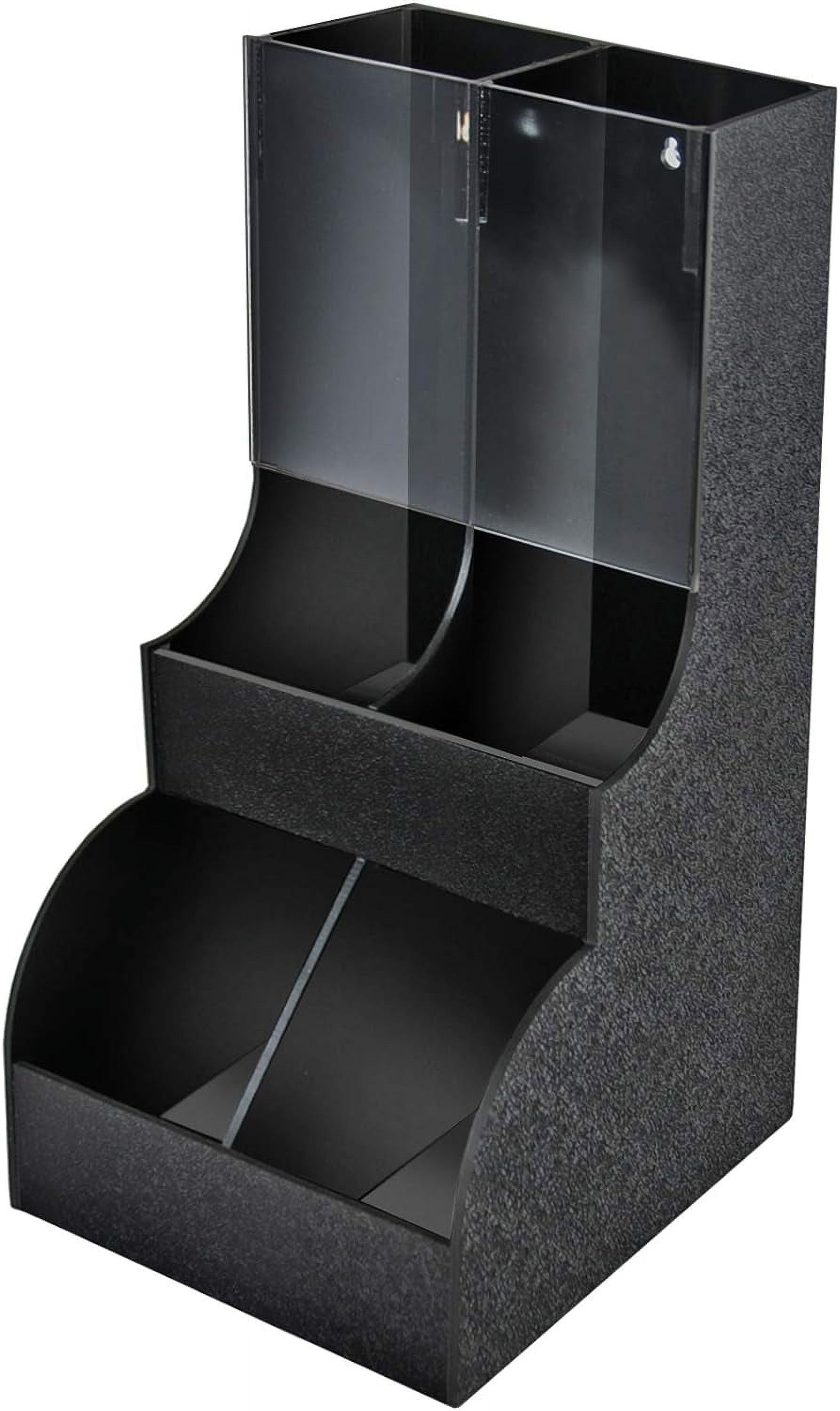 Black Four Compartment TwoTiered Condiment Organizer With Clear Front