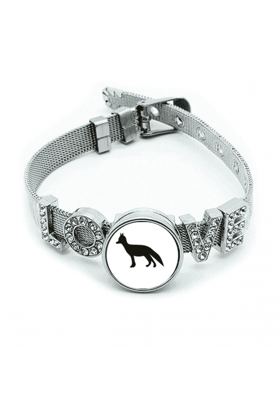 Black Fox Cute Animal Portrayal Bracelet Wristband Crystal Love Adjustable Bangle