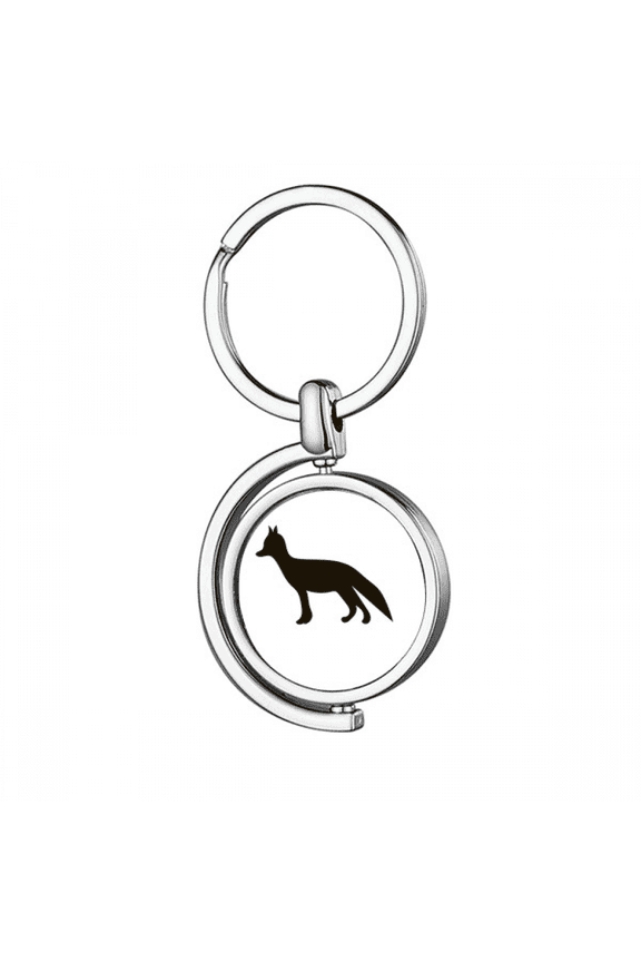 Black Fox Cute Animal Portrayal Rotating Keychain Metal Keyring Holder