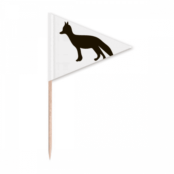 Black Fox Cute Animal Portrayal Toothpick Triangle Cupcake Toppers Flag