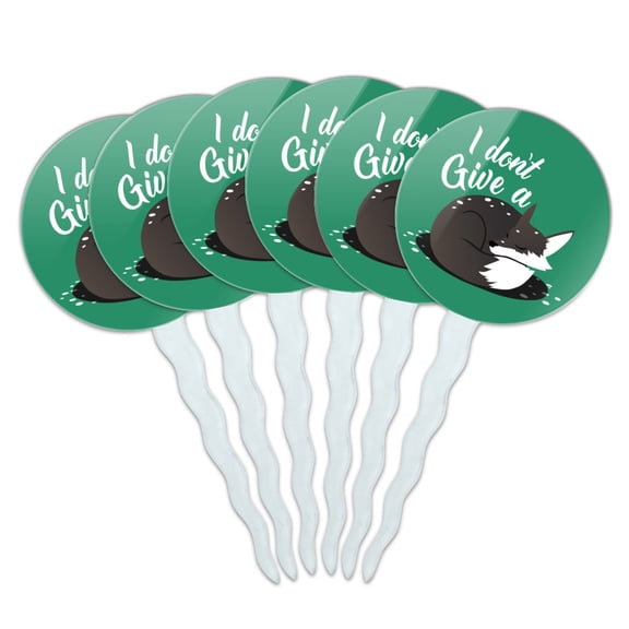 Black Fox I Don't Give A Pun Cupcake Picks Toppers Decoration Set of 6