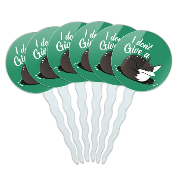Black Fox I Don't Give A Pun Cupcake Picks Toppers Decoration Set of 6