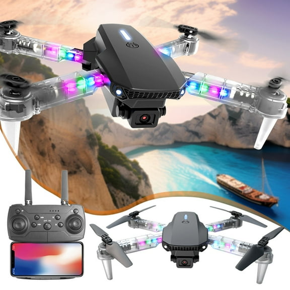 Black Fpv Drone With 1080P Hd Camera, Remote Control, Altitude Hold, Headless Mode And Speed Adjustment For Kids And Beginners, E88 Transparent Arm Drone, 11.4X9.05X2.16In Unfolded, 0.66Lb